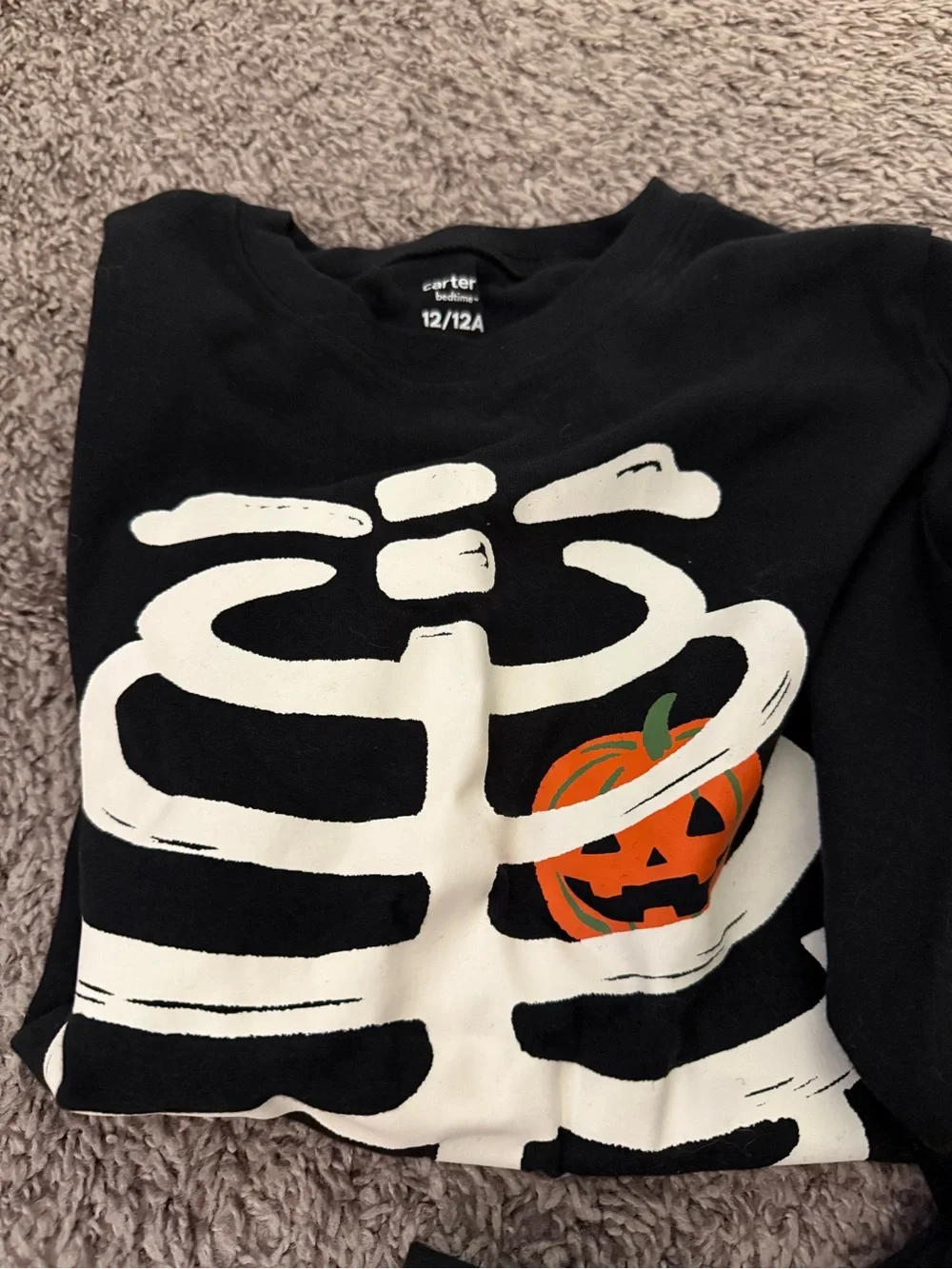 Carter's Black Skeleton Pajama Costume Set with Orange Pumpkin